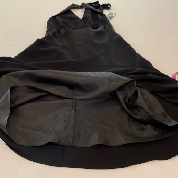 JONES NEW YORK DRESS 14 Black Satin Midi Cocktail Dress Fit and Flair NWT - Picture 10 of 14